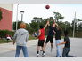 A friendly game of basketball.